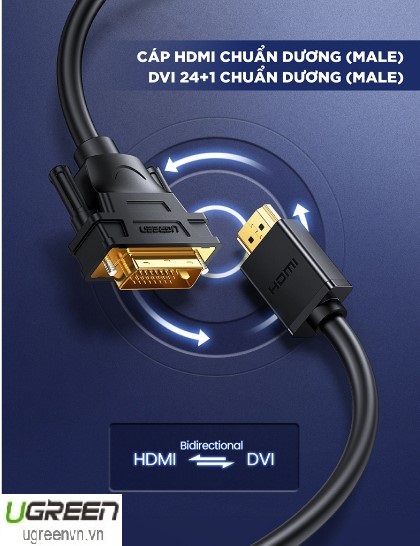 Cáp chuyển đổi HDMI to DVI 24+1 dài 1,5m Ugreen 11150 Cao cấp